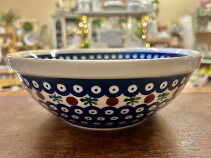 Blue & Green Boleslawiec Polish Pottery Nature Bowl, 9 1/2"