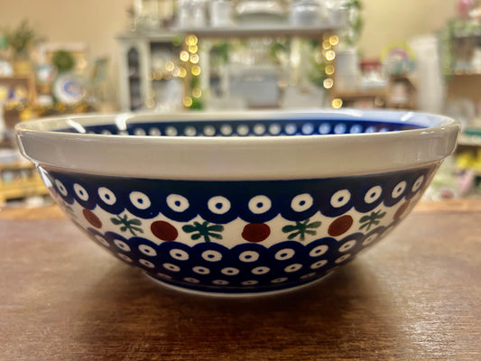 Blue & Green Boleslawiec Polish Pottery Nature Bowl, 9 1/2"