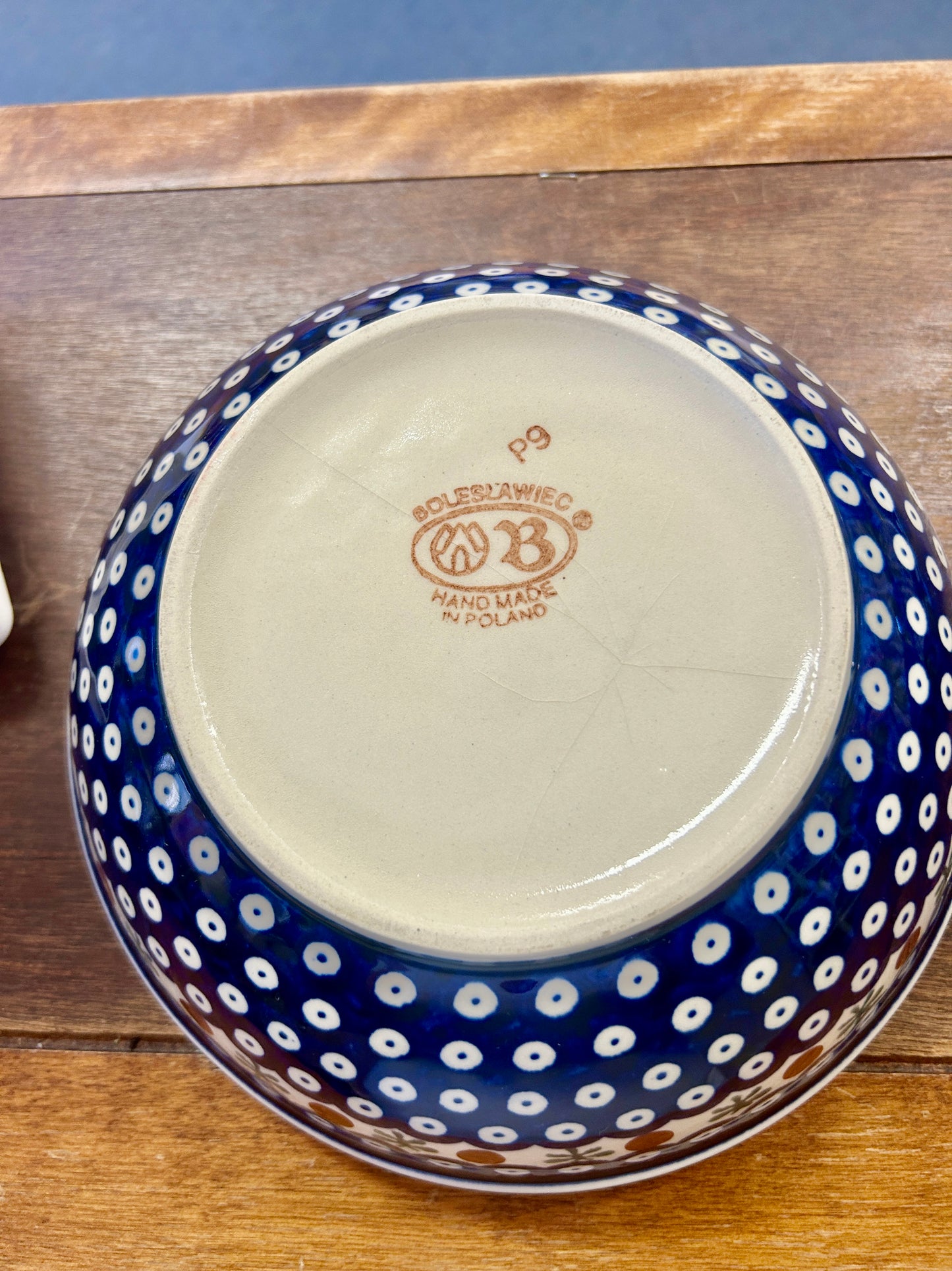 Blue & Green Boleslawiec Polish Pottery Nature Bowl, 9 1/2"