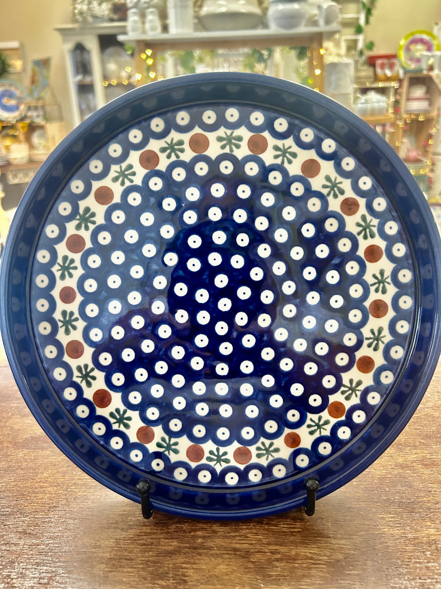 Blue & Green Boleslawiec Polish Pottery Nature Platter, 9 1/2"