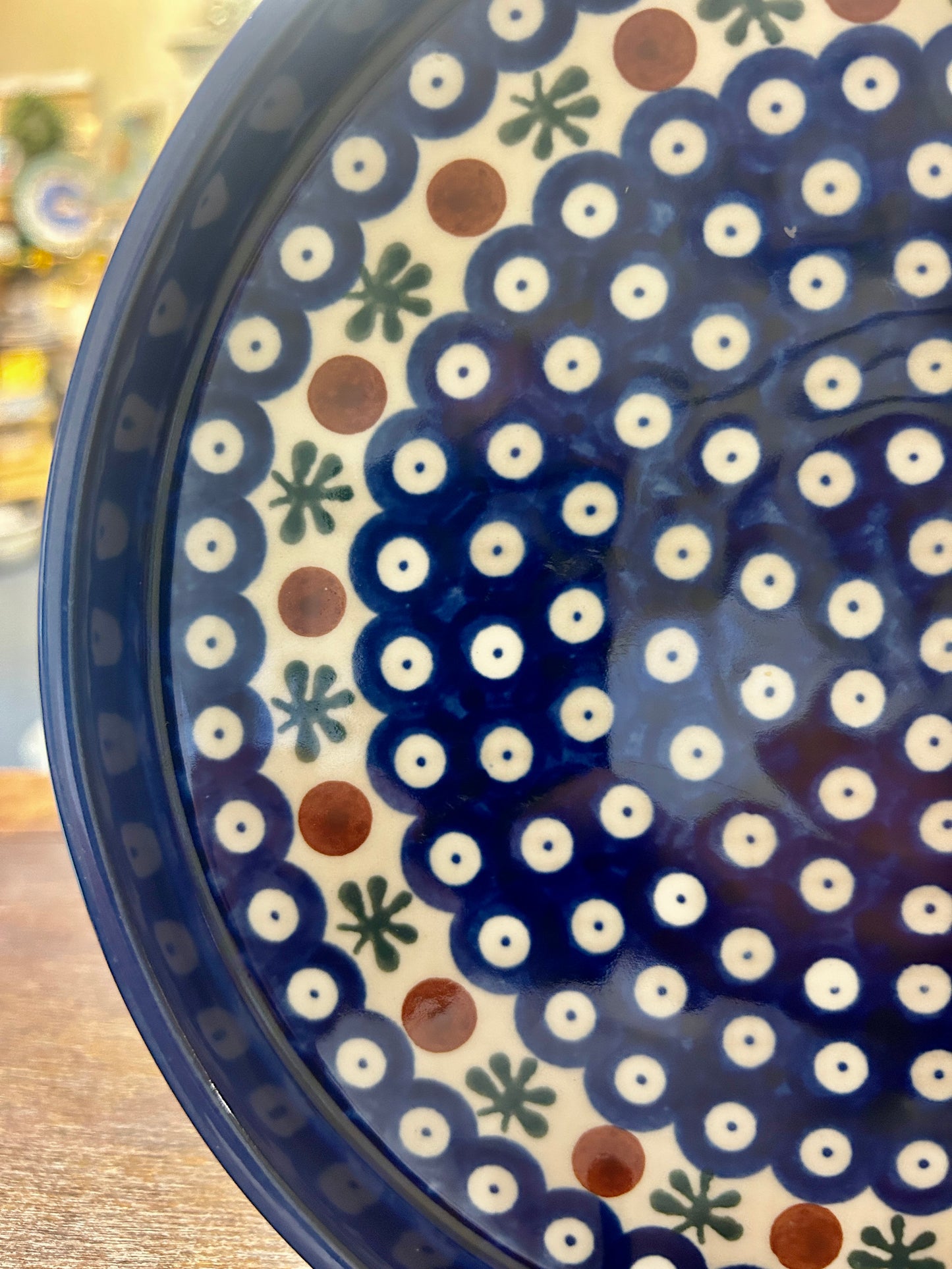 Blue & Green Boleslawiec Polish Pottery Nature Platter, 9 1/2"