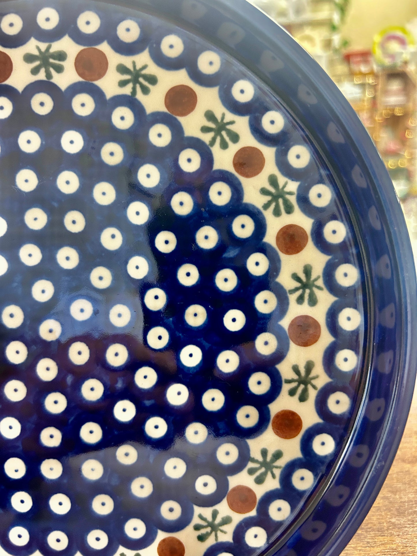 Blue & Green Boleslawiec Polish Pottery Nature Platter, 9 1/2"