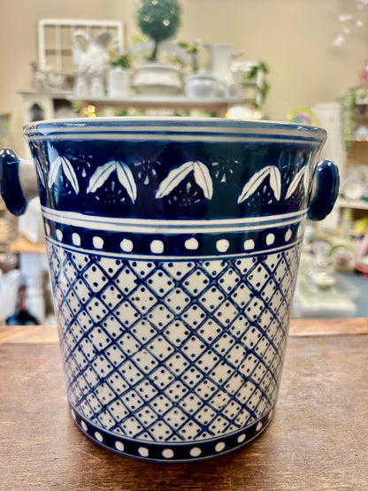 Blue & White Ice Bucket, 7 3/4"