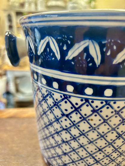 Blue & White Ice Bucket, 7 3/4"
