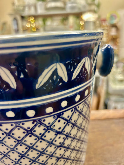 Blue & White Ice Bucket, 7 3/4"