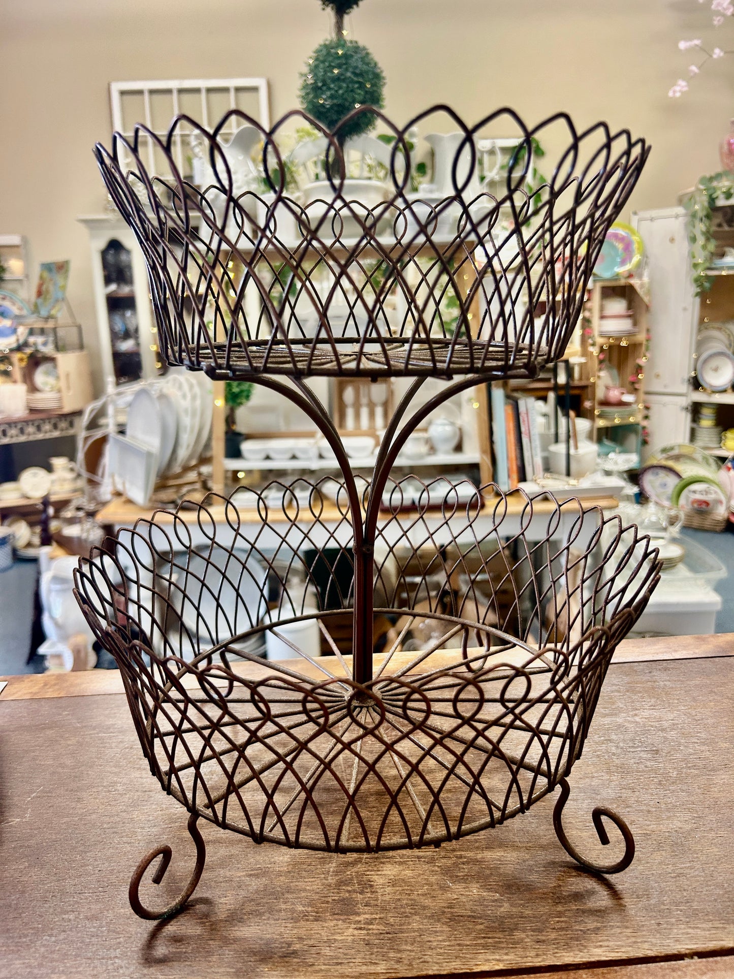 Copper  2 Tier Metal Stand, 13"