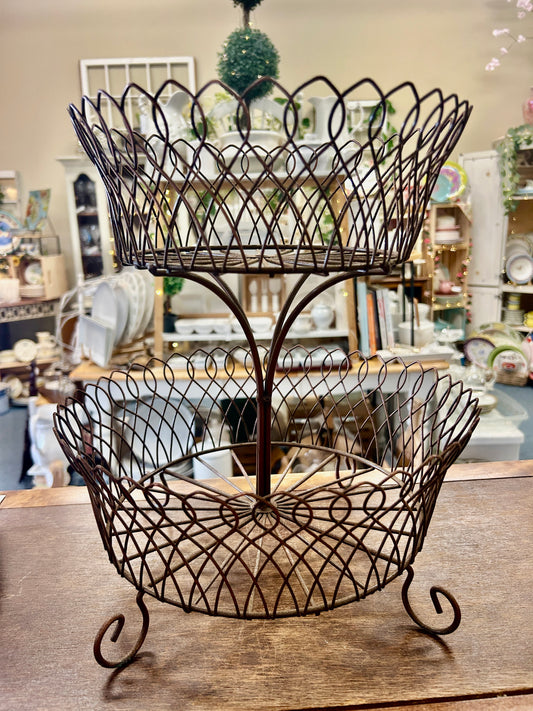 Copper  2 Tier Metal Stand, 13"