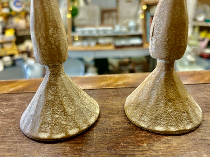 Cream Mora Taper Metal Candleholders 2, 9 1/2"