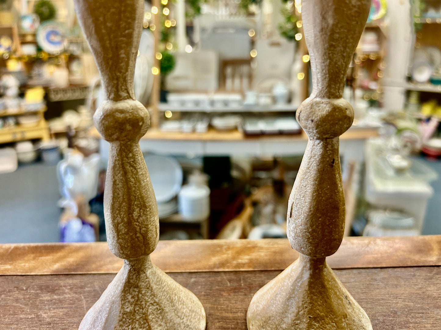 Cream Mora Taper Metal Candleholders 2, 9 1/2"