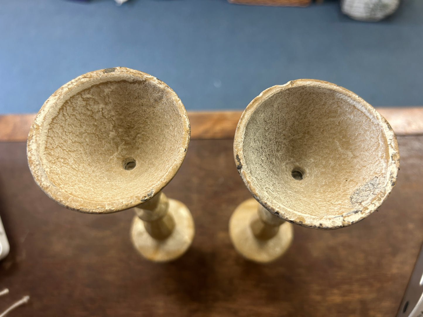 Cream Mora Taper Metal Candleholders 2, 9 1/2"