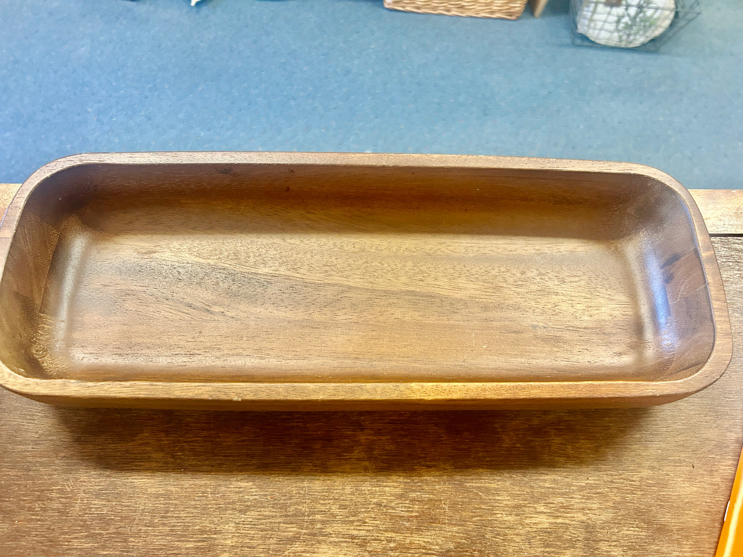 Dark Wood Threshold Rectangle Wood Bowl, 16"