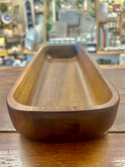 Dark Wood Threshold Rectangle Wood Bowl, 16"