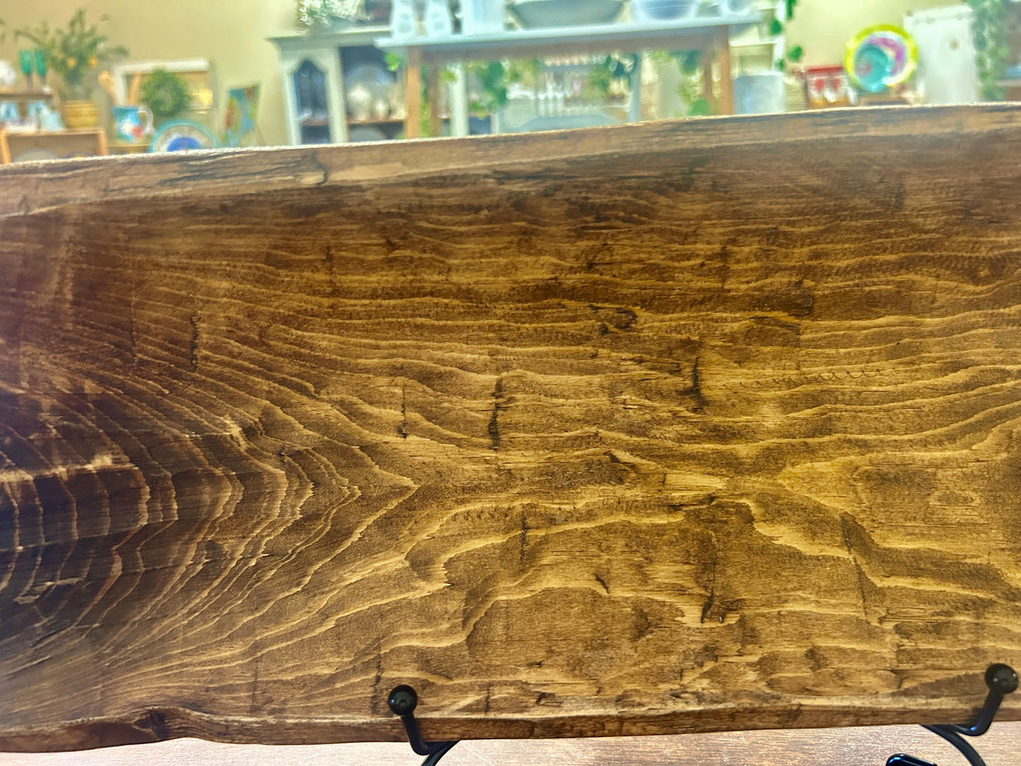 Medium wood  Carved Wooden Oblong Bowl, 21 1/2"