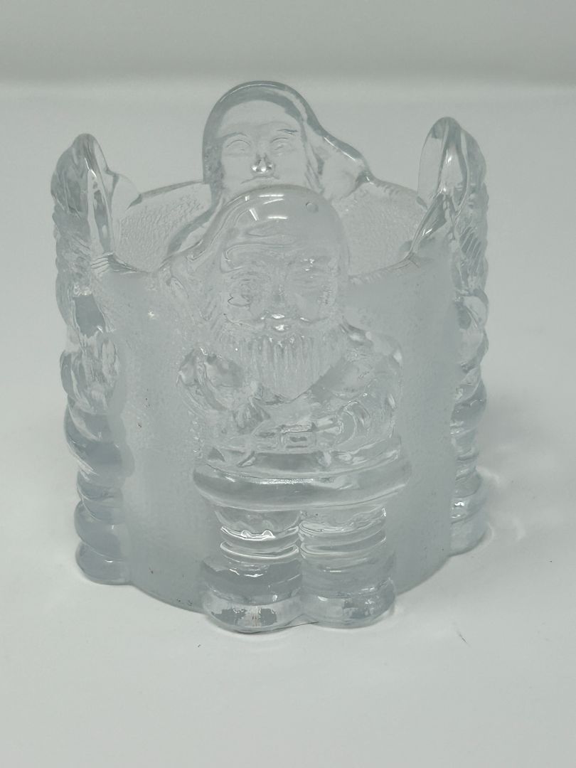 Clear Santa Candleholder Glass, 2 3/4"