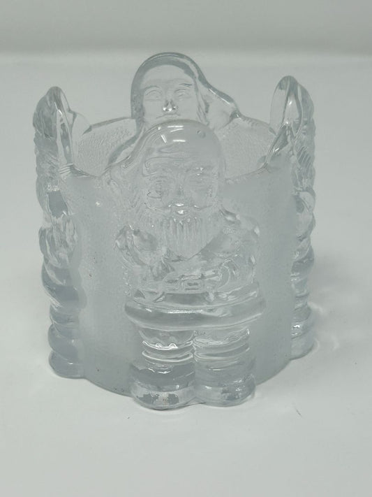 Clear Santa Candleholder Glass, 2 3/4"