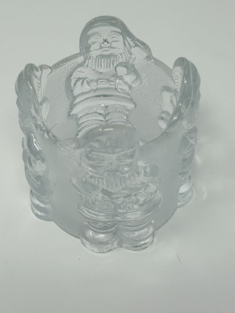 Clear Santa Candleholder Glass, 2 3/4"