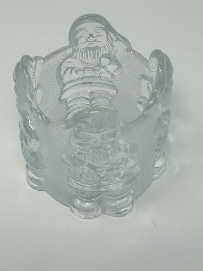 Clear Santa Candleholder Glass, 2 3/4"