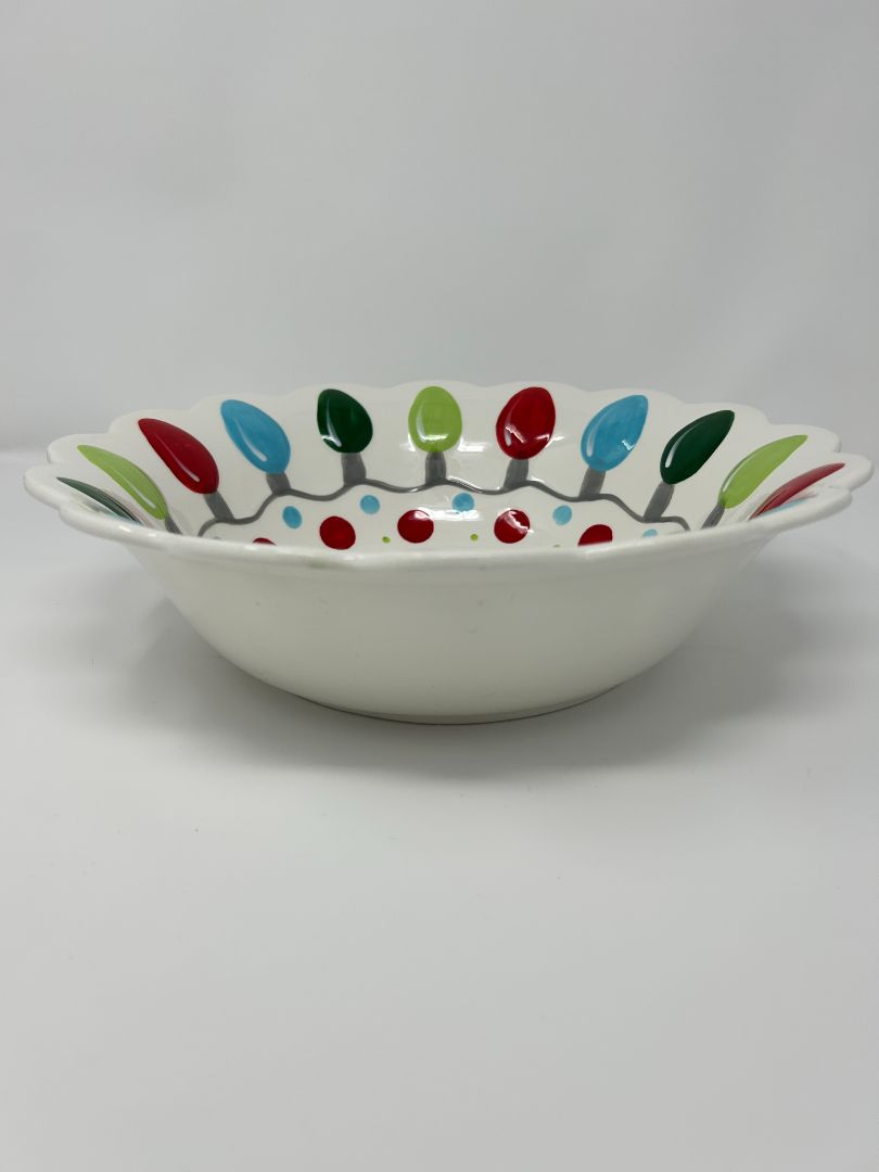 Multicolor Pier One Christmas Lights & Snowflake Bowl, 12"