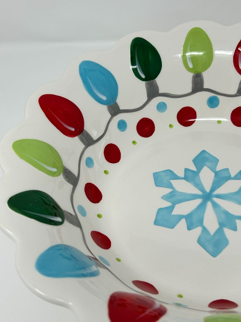 Multicolor Pier One Christmas Lights & Snowflake Bowl, 12"