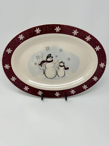 Multicolor Royal Seasons Snowman Oval Platter, 13" x 9 3/4"