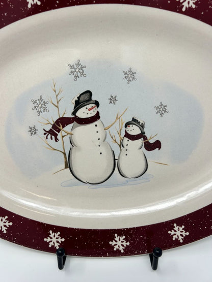 Multicolor Royal Seasons Snowman Oval Platter, 13" x 9 3/4"