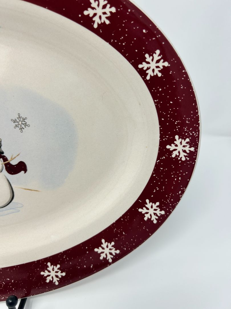Multicolor Royal Seasons Snowman Oval Platter, 13" x 9 3/4"