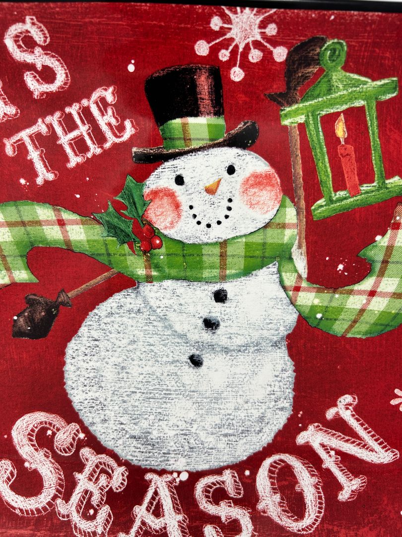 Red Certified International Tis The Season Snowman Platter, 16" x 12"
