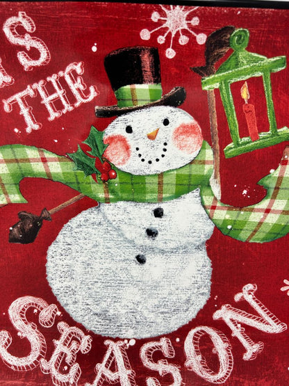 Red Certified International Tis The Season Snowman Platter, 16" x 12"