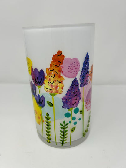 Multicolor  Flowers Round Vase, 8"