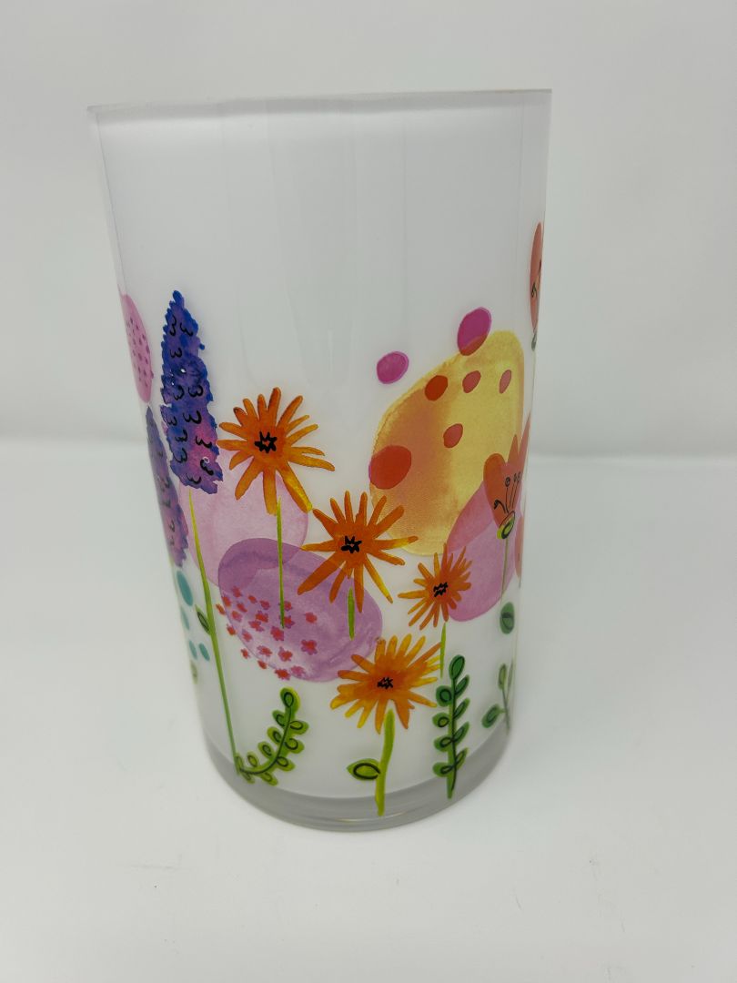 Multicolor  Flowers Round Vase, 8"