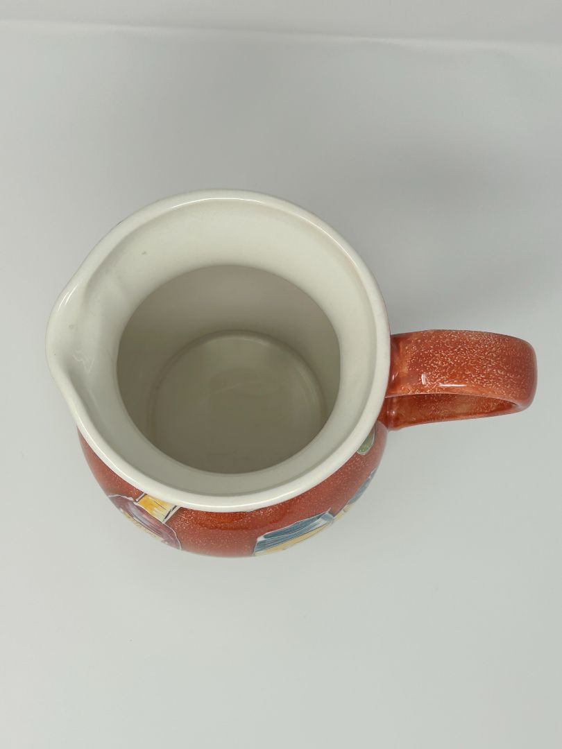 Multicolor ND Wine Bottle & Glasses Orange Pitcher, 8"