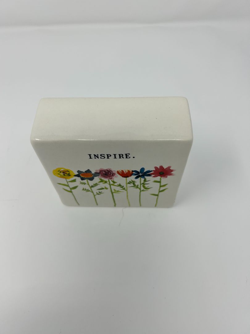 Multicolor Rae Dunn Inspire Flowers Block, 4"
