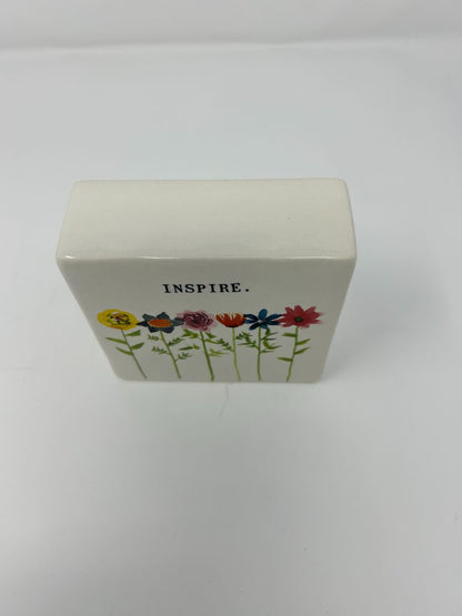 Multicolor Rae Dunn Inspire Flowers Block, 4"