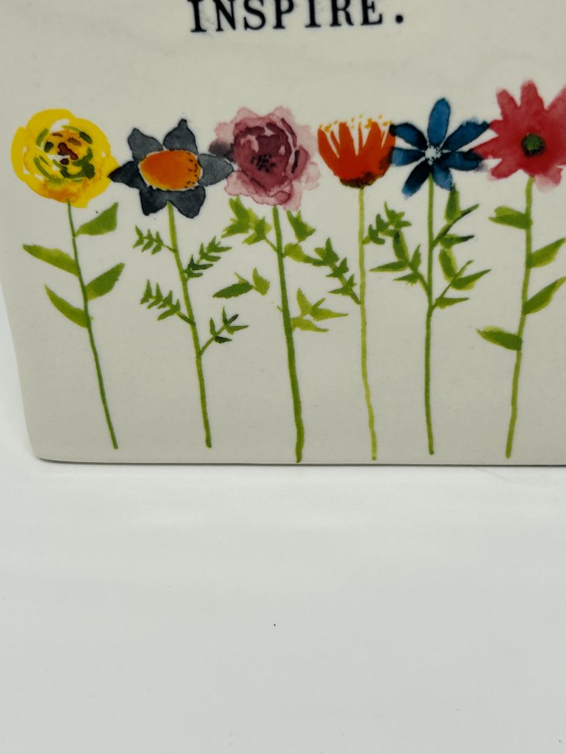 Multicolor Rae Dunn Inspire Flowers Block, 4"