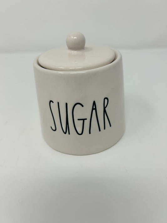 White Rae Dunn White SUGAR Bowl w/ Lid, 3 1/2"