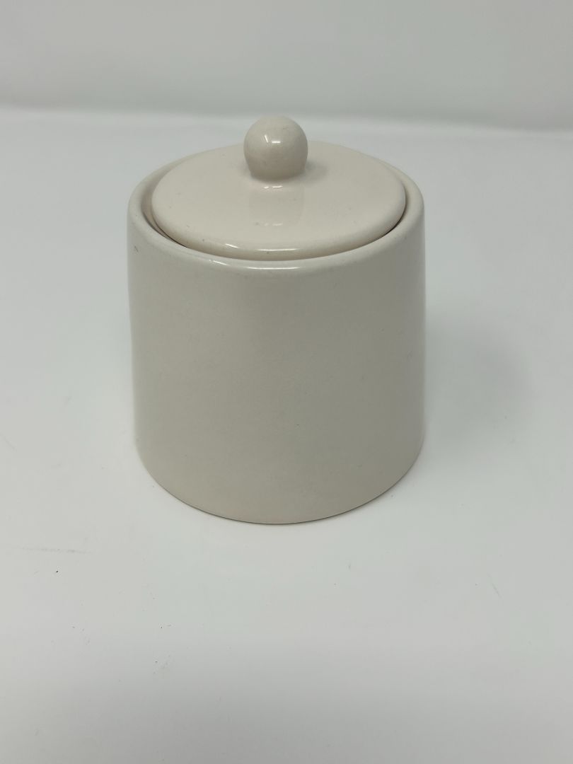 White Rae Dunn White SUGAR Bowl w/ Lid, 3 1/2"
