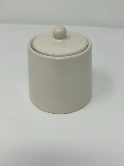 White Rae Dunn White SUGAR Bowl w/ Lid, 3 1/2"