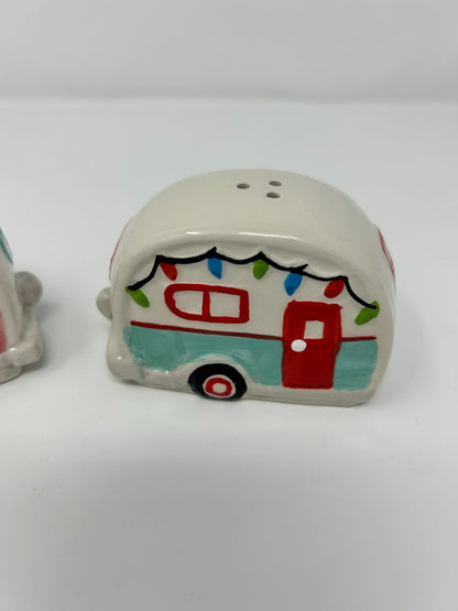 Multicolor  Christmas Campers Salt & Pepper NEW, 3 1/2"