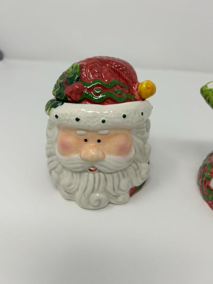 Red Green White  Santa Creamer & Sugar NEW, 4"