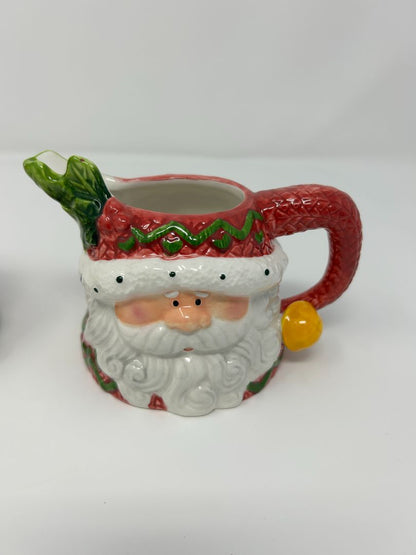 Red Green White  Santa Creamer & Sugar NEW, 4"