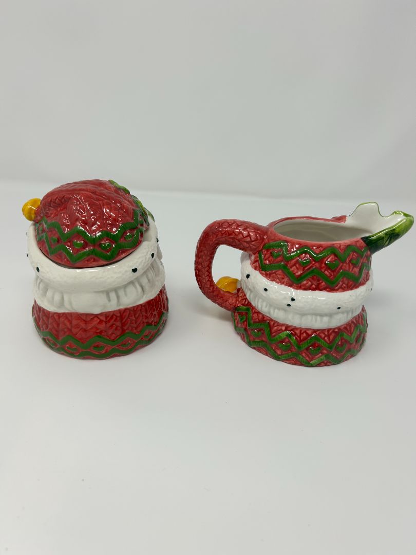 Red Green White  Santa Creamer & Sugar NEW, 4"