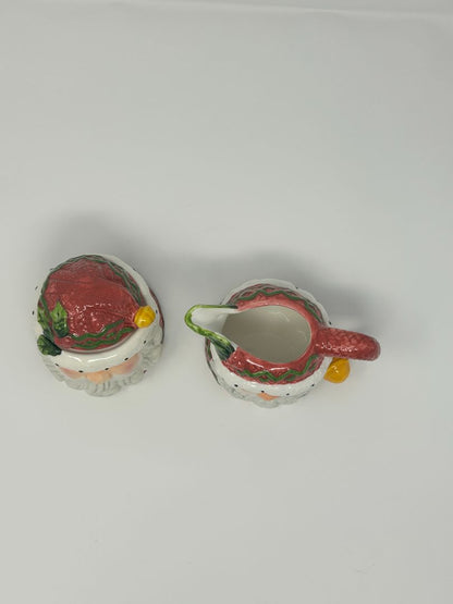 Red Green White  Santa Creamer & Sugar NEW, 4"