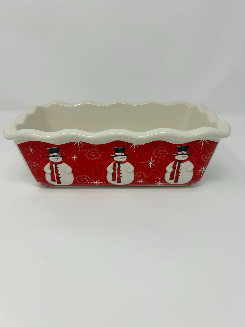 Red Nantucket Snowman Loaf Pan, 9 1/2"