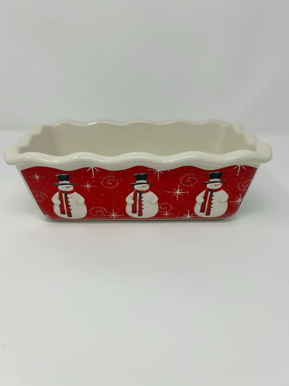 Red Nantucket Snowman Loaf Pan, 9 1/2"