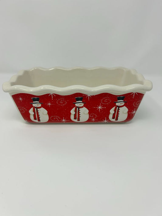 Red Nantucket Snowman Loaf Pan, 9 1/2"