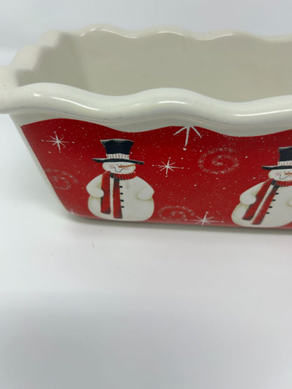 Red Nantucket Snowman Loaf Pan, 9 1/2"
