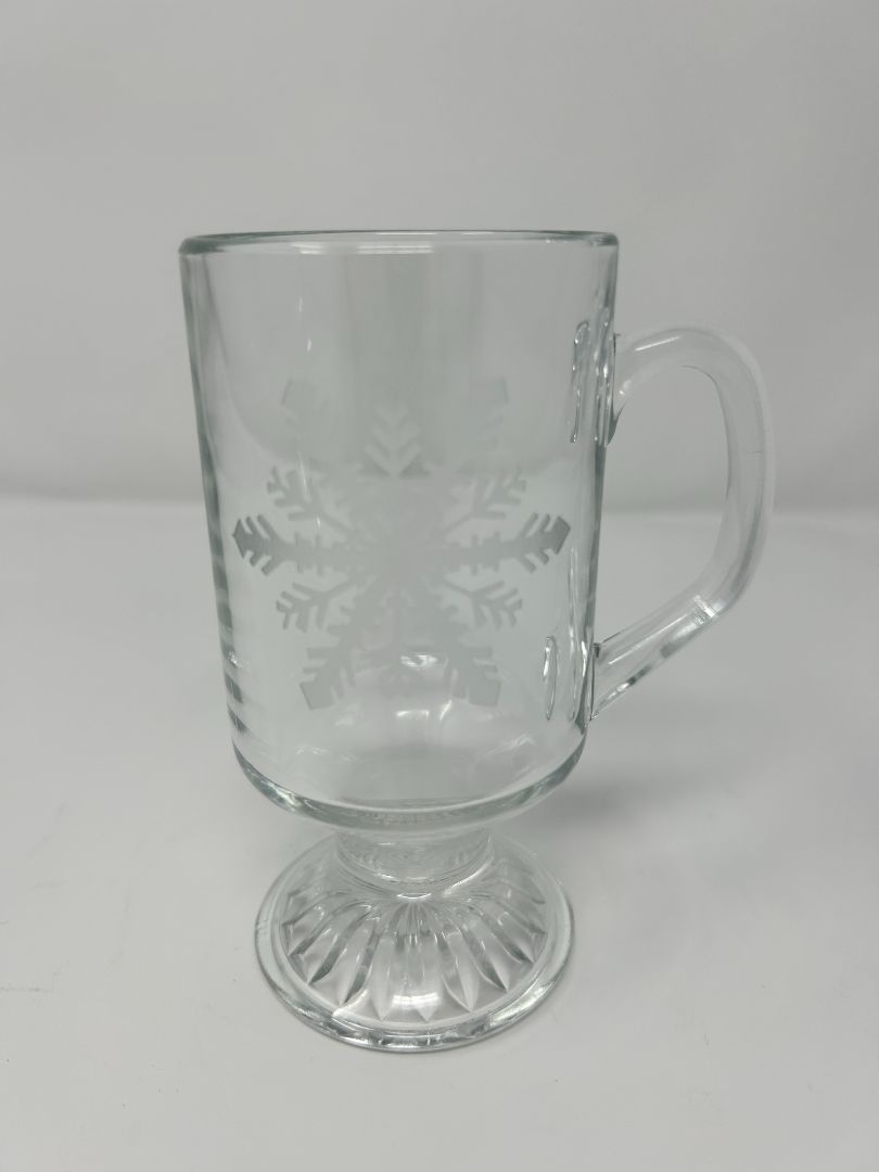 Clear  Etched Snowflake Irish Coffee Mug, 10 ounces