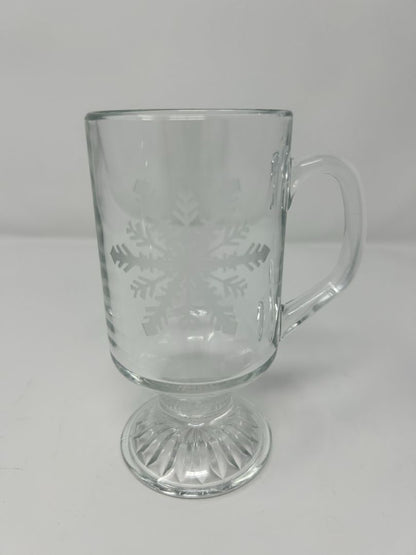 Clear  Etched Snowflake Irish Coffee Mug, 10 ounces