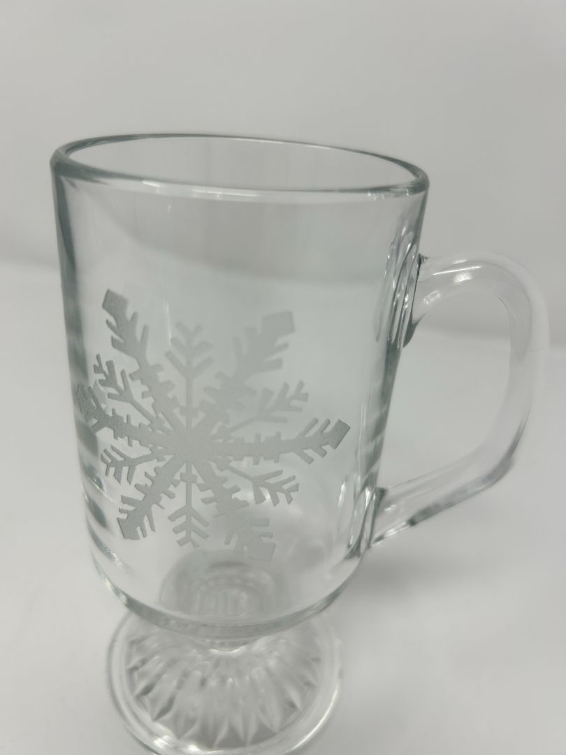 Clear  Etched Snowflake Irish Coffee Mug, 10 ounces