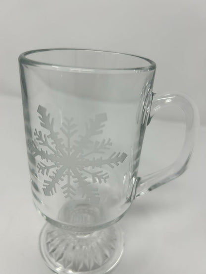 Clear  Etched Snowflake Irish Coffee Mug, 10 ounces